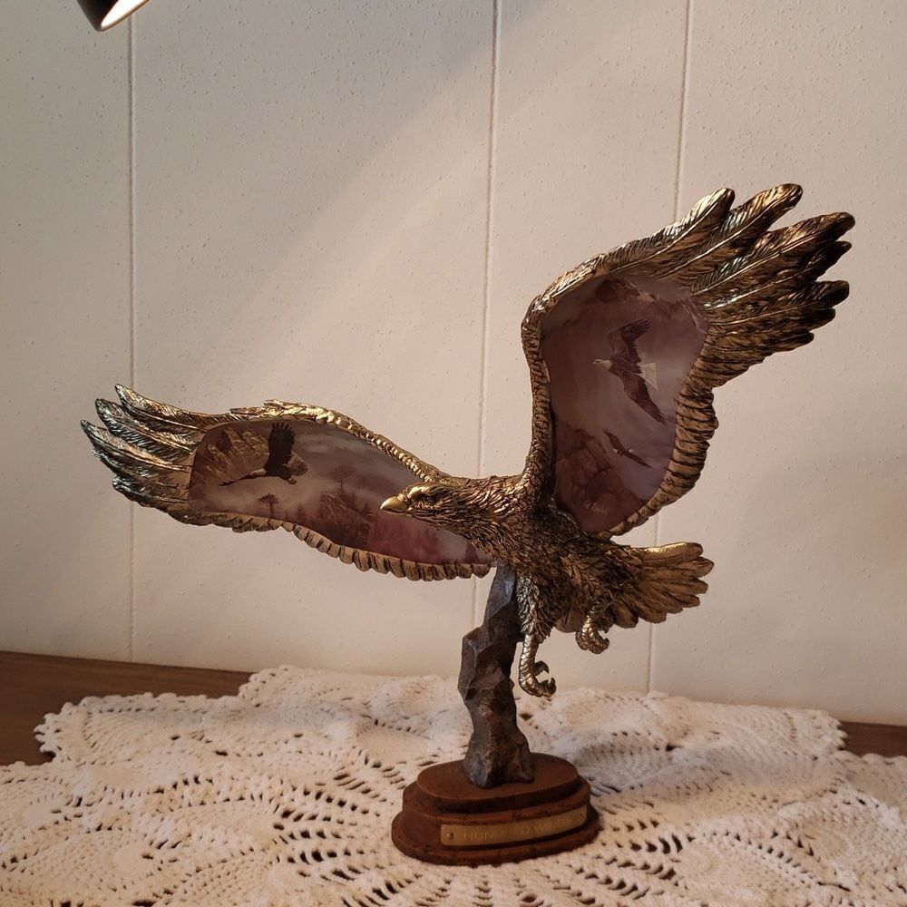 Bradford Exchange "Honored Wings" from On Eagle's Wings Collection Eagle Statue